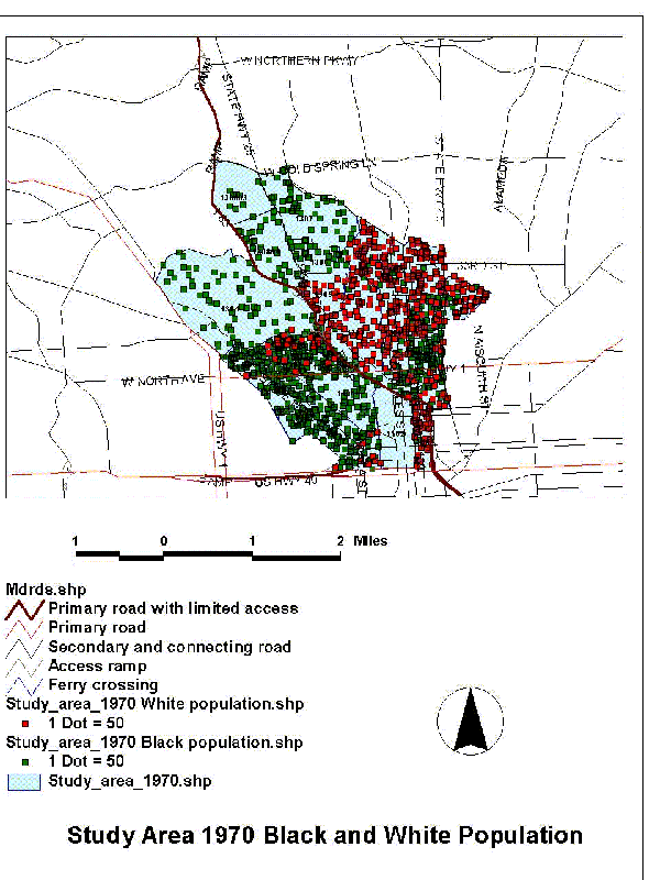  Black and White population distribution along highway I-83