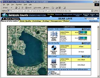 Figure 2. General Information view of a specific waterbody on the Watershed Atlas.