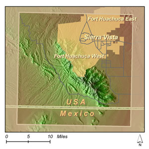 Map of the Huachuca Mountains, Arizona