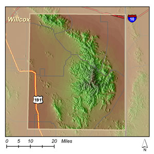 Map of the Chiracahua Mountains, Arizona