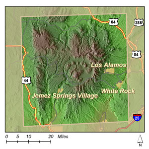 Map of the Jemez Mountains, New Mexico