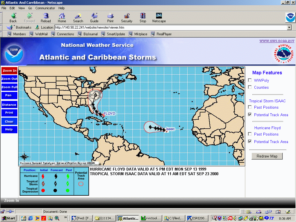 Initial ArcIMS Hurricane Forecast Map