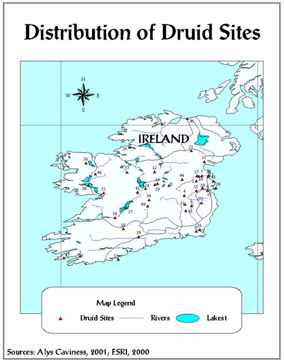 Distribution of Druid Sites