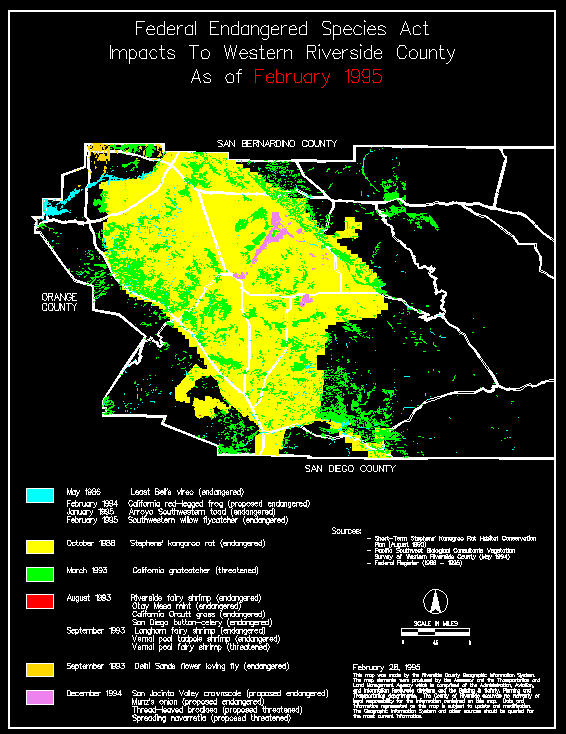 Map of Federal Endangered Species

Act Impacts to Western Riverside County as of 1995