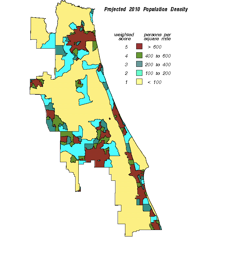 Projected 2010 population density