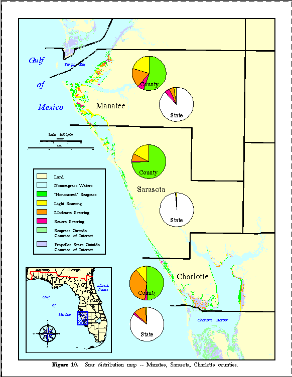 Figure 10.  Scar distribution map -- 
Manatee, Sarasota, Charlotte counties.