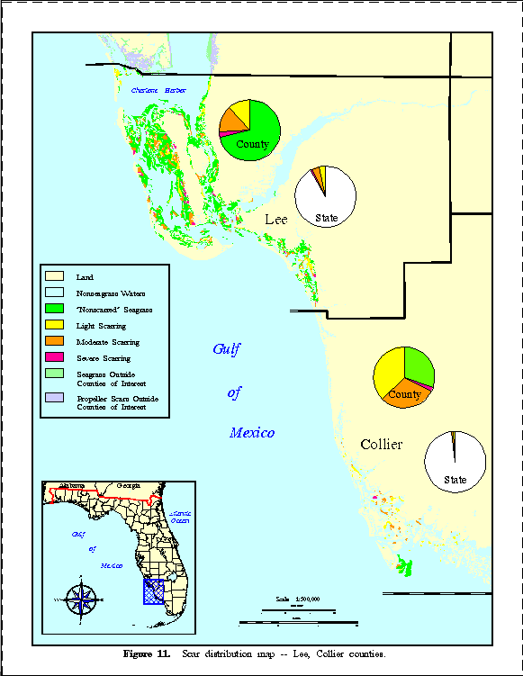 Figure 11.  Scar distribution map -- 
Lee, Collier counties.