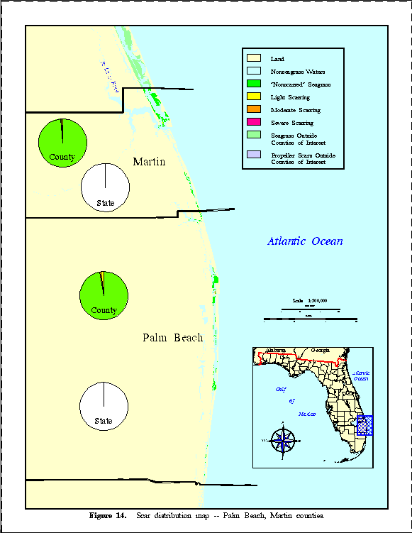 Figure 14.  Scar distribution map -- 
Palm Beach, Martin counties.