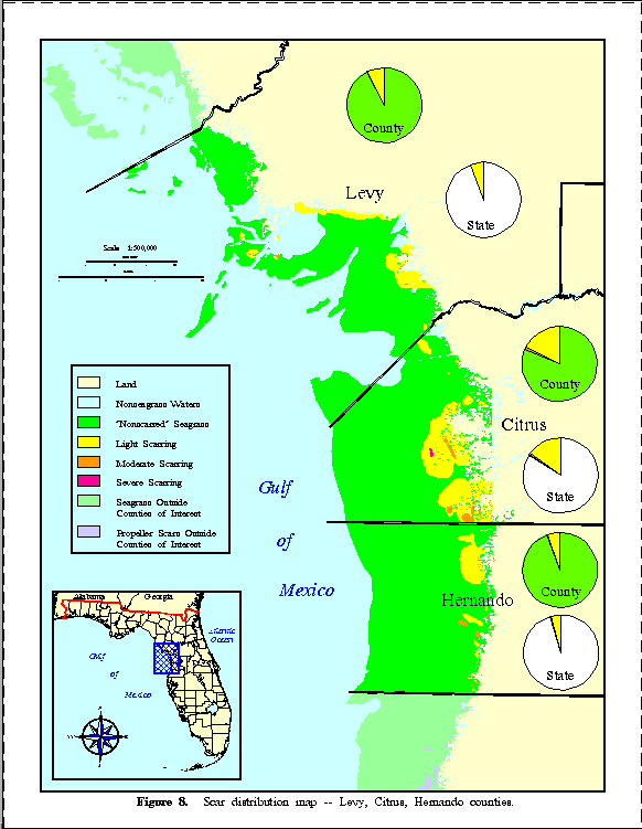 Figure 8.  Scar distribution map -- 
Levy, Citrus, Hernando counties.