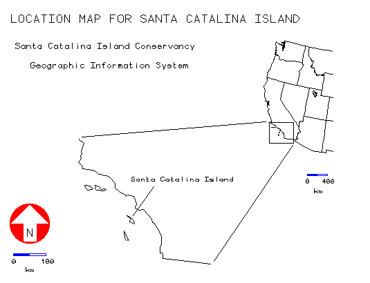 Figure 1: Location of Santa Catalina Island relative to western North America and southern California