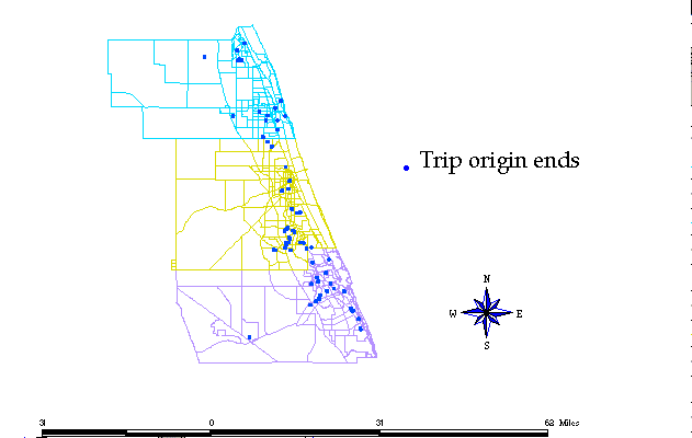 Figure 2. Distribution of Trip Origins

during the Afternoon Peak Hours.