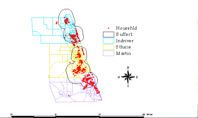 Figure 5. Distribution of Households

in the Buffer Zones around Major Urban Centers.