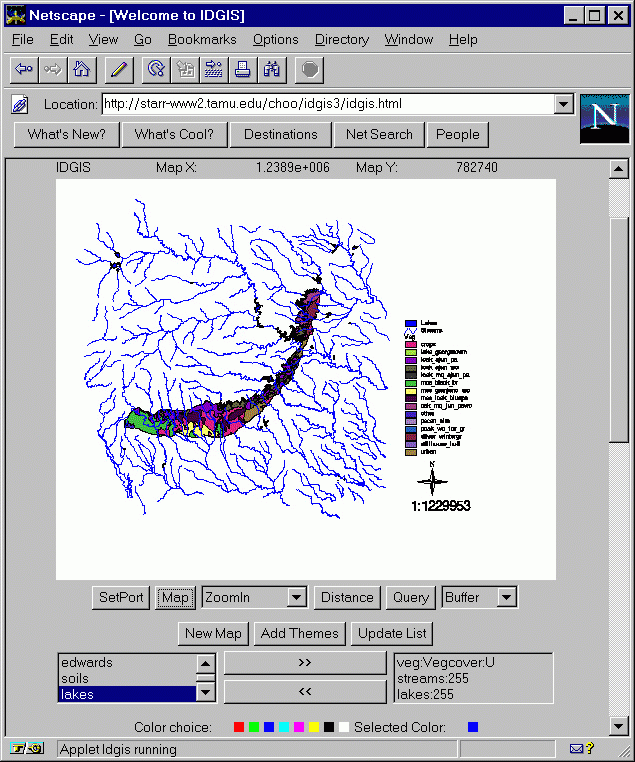  Viewing distributed ArcInfo coverages using Netscape Navigator browser running IDGIS Java mapplet