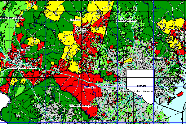 Image 4, Detail, Maryland Projected Development Pressure on Farmland, 1995 - 2020