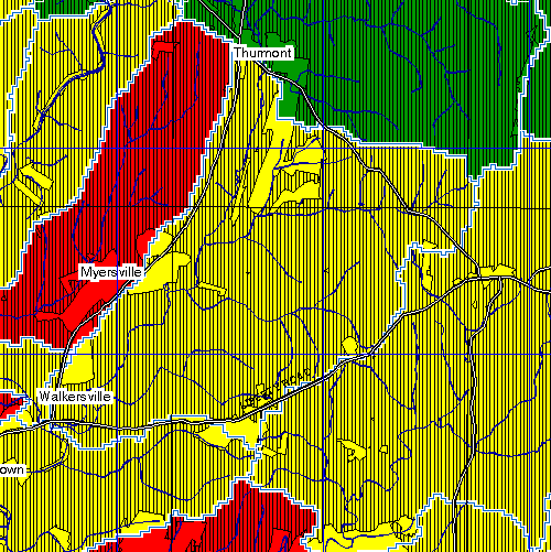 Image 11, Detail, Frederick County Projected Average Subwatershed Surface Imperviousness Increase 1995-2020
