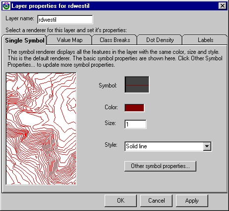 Layer Properties Single Symbol Window