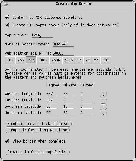 Menu to create map border