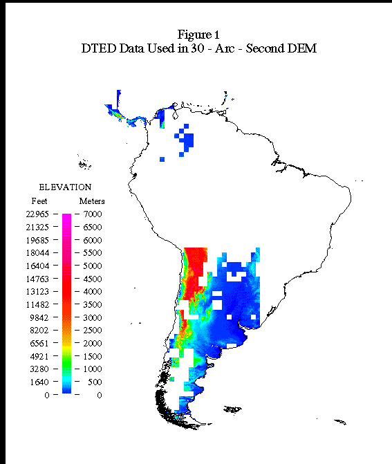 DTED data used in 
30-arc-second DEM