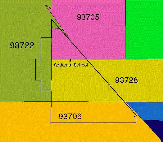 Addams School Boundaries with Zip Codes Overlaid