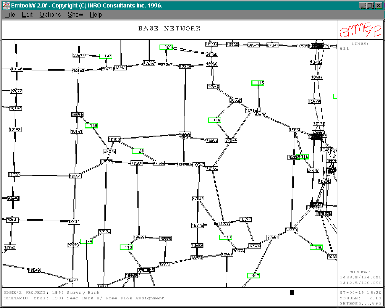 Sample EMME/2 Network