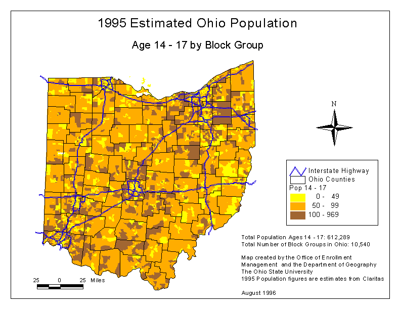 Block Group Distribution of 14-17 Year Olds in Ohio