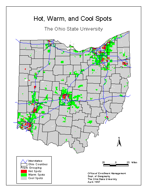 OSU Hot/Warm/Cool Spots in Ohio