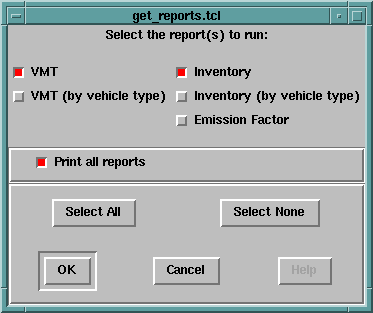 Figure 5 - Report selection dialog