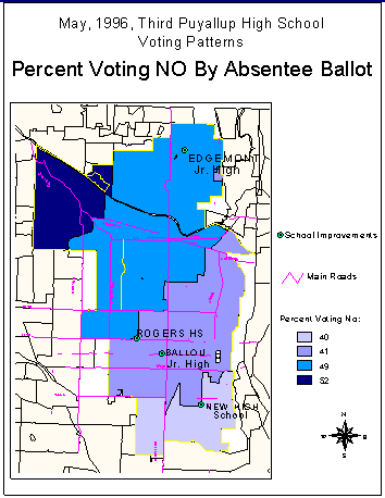 Percent NO, Absentee Vote Map