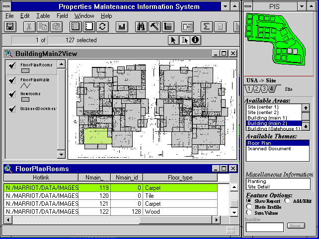 Figure 2. An example of mapping applications using RAD and ArcView through 
DDE interface