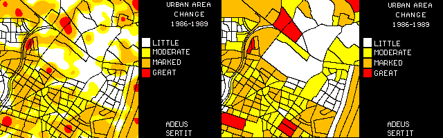 figure 4: The European Quarter of Strasbourg: Quantificationand spatialisation of changes by administrative unit