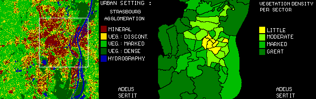figure 5.Strasbourg : Landcover and Vegetal density spatialisationby administrative unit