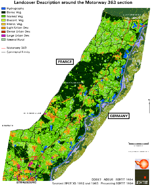 figure 7: Landcover description around the 363 motorway section