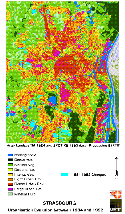 figure 8: Strasbourg, Urbanisation evolution between 1984 and1992