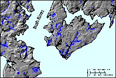 Shaded relief and surface hydrology