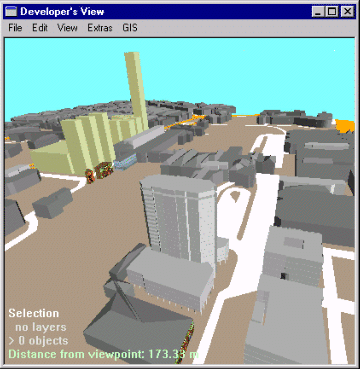 a 3D CAD object replaces the GIS objects