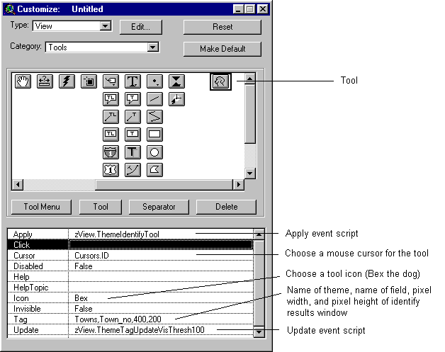 ArcView's Customize menu