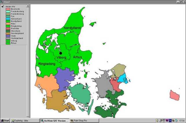 The area covered by the Midt-Nord database