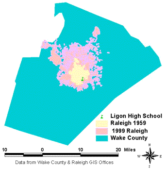 Raleigh in 1959, 1999,  Wake County