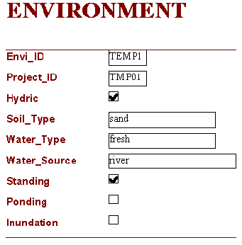 Environment Table