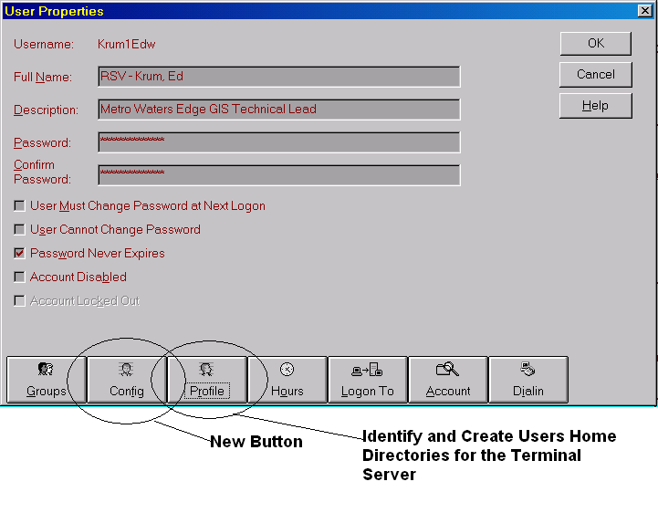 Terminal Server User Properties Dialog Box